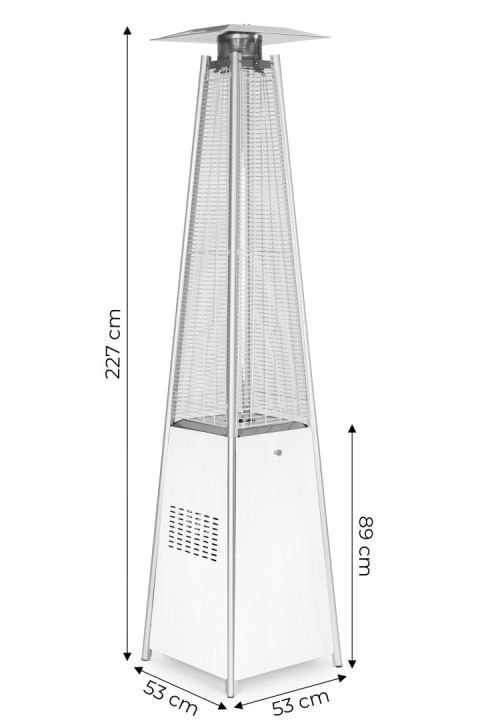 Ogrzewacz parasol gazowy grzejnik 13 kW srebrny szklany na ogród patio reduktor wąż pokrowiec MultiGarden Ogrzewacz parasol gazowy grzejnik 13 kW srebrny szklany na ogród patio reduktor wąż pokrowiec MultiGarden