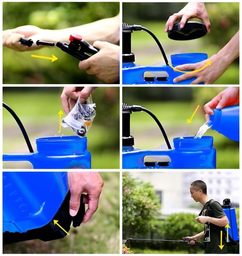Opryskiwacz ciśnieniowy plecakowy 16L ogrodowy ręczny 2-4 bar długa lanca 4 dysze szelki MultiGarden Opryskiwacz ciśnieniowy plecakowy 16L ogrodowy ręczny 2-4 bar długa lanca 4 dysze szelki MultiGarden