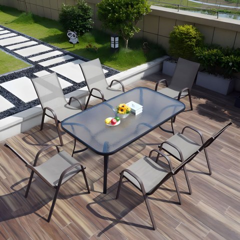Stół ogrodowy szklany 120x70 cm na taras ogród szkło hartowane otwór na parasol MultiGarden Stół ogrodowy szklany 120x70 cm na taras ogród szkło hartowane otwór na parasol MultiGarden