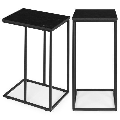 Stolik boczny pod laptopa kawowy w kształcie litery C marmur czarny ModernHome Stolik boczny pod laptopa kawowy w kształcie litery C marmur czarny ModernHome