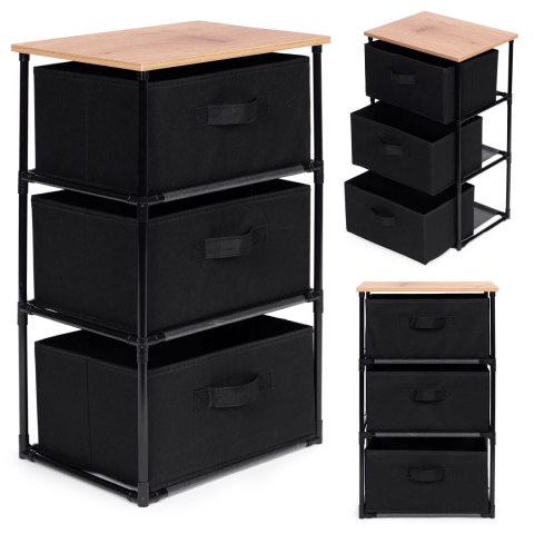Szafka regał organizer tekstylny z wyciąganymi koszami 3 poziomy loft czarna ModernHome Szafka regał organizer tekstylny z wyciąganymi koszami 3 poziomy loft czarna ModernHome