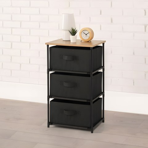 Szafka regał organizer tekstylny z wyciąganymi koszami 3 poziomy loft czarna ModernHome Szafka regał organizer tekstylny z wyciąganymi koszami 3 poziomy loft czarna ModernHome