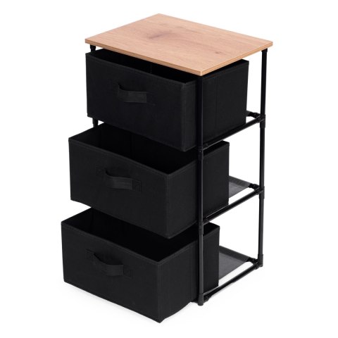 Szafka regał organizer tekstylny z wyciąganymi koszami 3 poziomy loft czarna ModernHome Szafka regał organizer tekstylny z wyciąganymi koszami 3 poziomy loft czarna ModernHome
