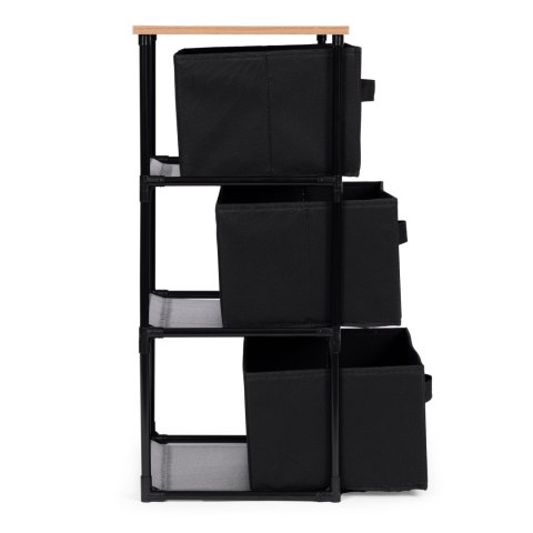 Szafka regał organizer tekstylny z wyciąganymi koszami 3 poziomy loft czarna ModernHome Szafka regał organizer tekstylny z wyciąganymi koszami 3 poziomy loft czarna ModernHome