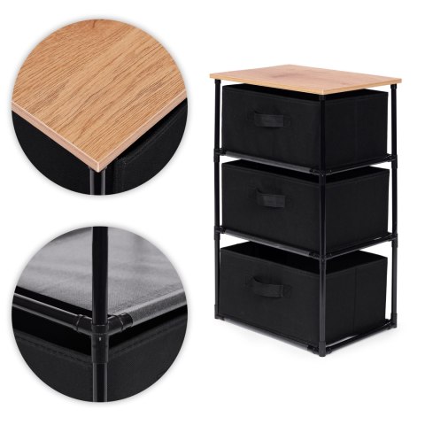 Szafka regał organizer tekstylny z wyciąganymi koszami 3 poziomy loft czarna ModernHome Szafka regał organizer tekstylny z wyciąganymi koszami 3 poziomy loft czarna ModernHome