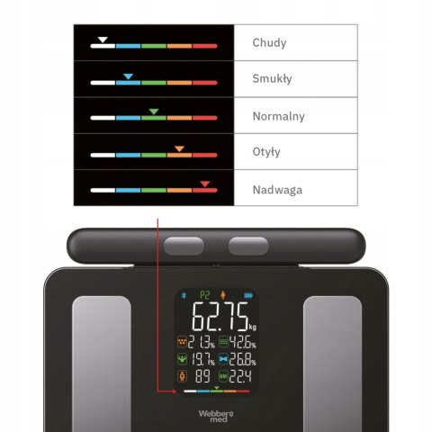 Waga łazienkowa analityczna 15 parametrów Apple Health Google Fit SCALA WEBBER Waga łazienkowa analityczna 15 parametrów Apple Health Google Fit SCALA WEBBER