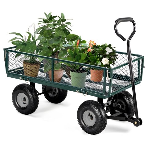 Wózek transportowy ogrodowy 200 kg otwierane burty duże pompowane koła MultiGarden Wózek transportowy ogrodowy 200 kg otwierane burty duże pompowane koła MultiGarden