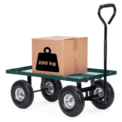 Wózek transportowy ogrodowy 200 kg otwierane burty duże pompowane koła MultiGarden Wózek transportowy ogrodowy 200 kg otwierane burty duże pompowane koła MultiGarden