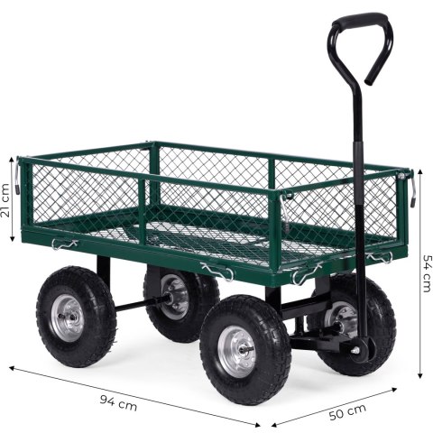Wózek transportowy ogrodowy 200 kg otwierane burty duże pompowane koła MultiGarden Wózek transportowy ogrodowy 200 kg otwierane burty duże pompowane koła MultiGarden
