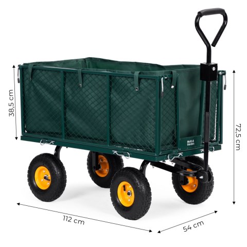 Wózek transportowy ogrodowy 400 kg do traktorka otwierane burty duże pompowane koła MultiGarden Wózek transportowy ogrodowy 400 kg do traktorka otwierane burty duże pompowane koła MultiGarden