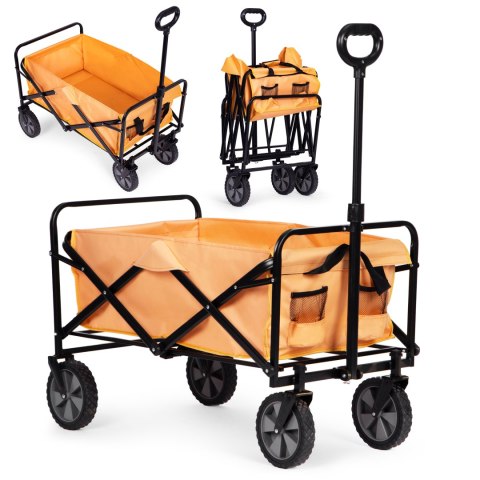 Wózek transportowy składany duży wózek ogrodowy plażowy pomarańczowy 47x105 cm MultiGarden Wózek transportowy składany duży wózek ogrodowy plażowy pomarańczowy 47x105 cm MultiGarden
