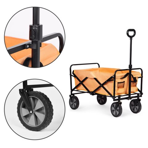 Wózek transportowy składany duży wózek ogrodowy plażowy pomarańczowy 47x105 cm MultiGarden Wózek transportowy składany duży wózek ogrodowy plażowy pomarańczowy 47x105 cm MultiGarden