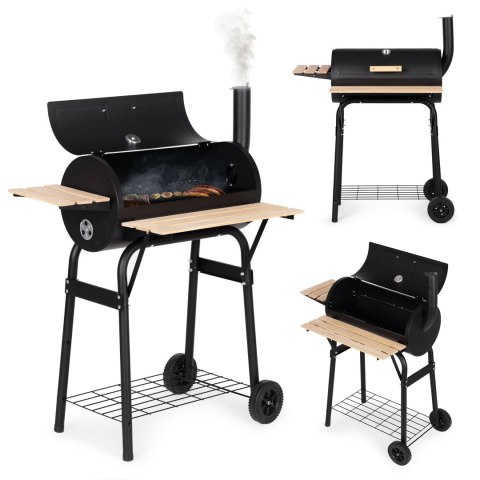 Duży grill ogrodowy z termometrem komin 3 półki koła MultiGarden Duży grill ogrodowy z termometrem komin 3 półki koła MultiGarden