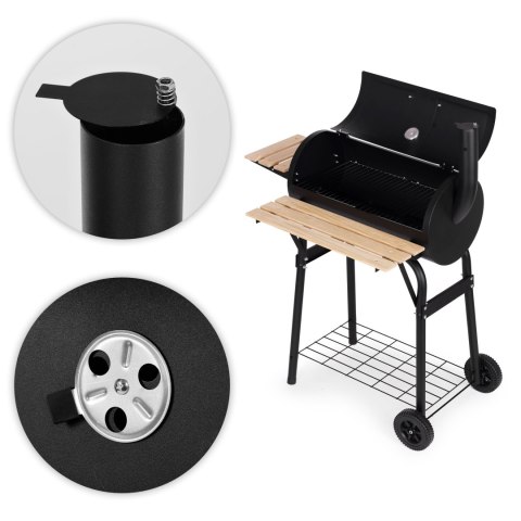 Duży grill ogrodowy z termometrem komin 3 półki koła MultiGarden Duży grill ogrodowy z termometrem komin 3 półki koła MultiGarden