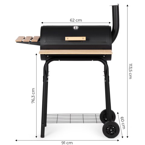 Duży grill ogrodowy z termometrem komin 3 półki koła MultiGarden Duży grill ogrodowy z termometrem komin 3 półki koła MultiGarden
