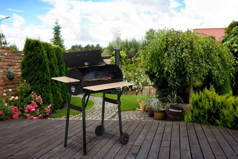 Duży grill ogrodowy z termometrem komin 3 półki koła MultiGarden Duży grill ogrodowy z termometrem komin 3 półki koła MultiGarden