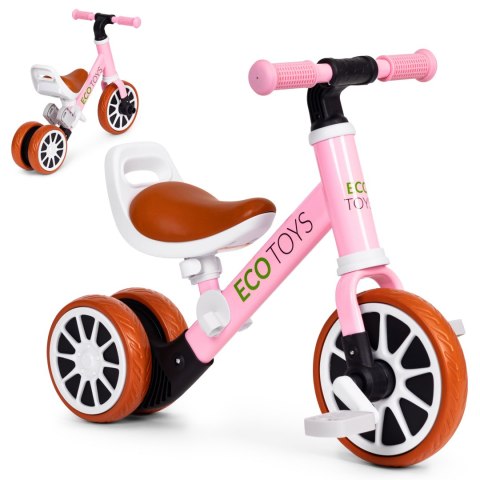 Rowerek trójkołowy biegowy z pedałami 2w1 różowy ECOTOYS Rowerek trójkołowy biegowy z pedałami 2w1 różowy ECOTOYS