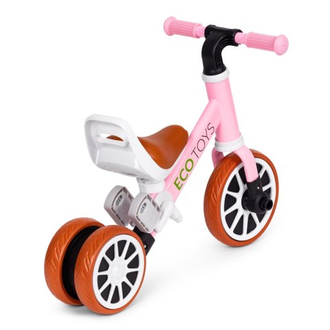 Rowerek trójkołowy biegowy z pedałami 2w1 różowy ECOTOYS Rowerek trójkołowy biegowy z pedałami 2w1 różowy ECOTOYS