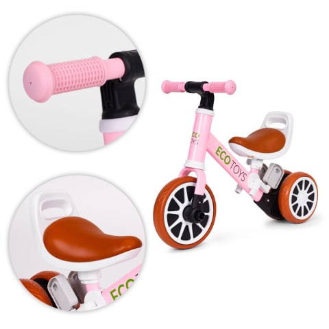 Rowerek trójkołowy biegowy z pedałami 2w1 różowy ECOTOYS Rowerek trójkołowy biegowy z pedałami 2w1 różowy ECOTOYS