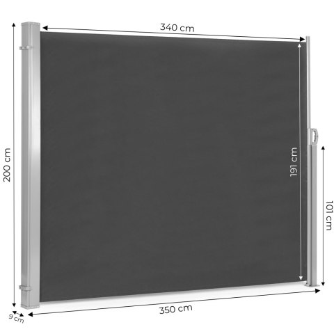 Składana markiza 350x200 cm boczna roleta parawan do ogrodu na taras antracyt MultiGarden Składana markiza 350x200 cm boczna roleta parawan do ogrodu na taras antracyt MultiGarden