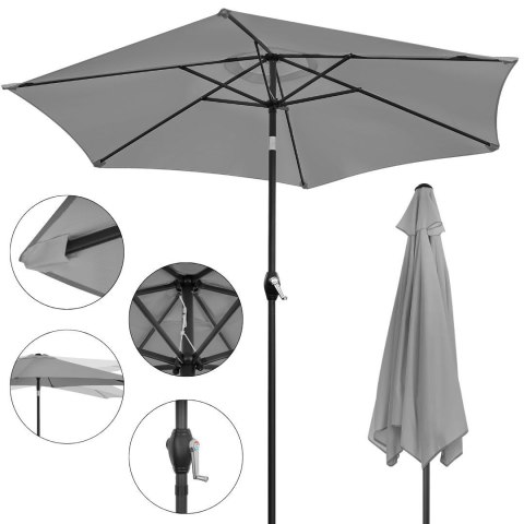 Składany parasol ogrodowy balkonowy regulowany 210 cm szary Składany parasol ogrodowy balkonowy regulowany 210 cm szary