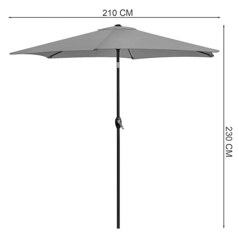 Składany parasol ogrodowy balkonowy regulowany 210 cm szary Składany parasol ogrodowy balkonowy regulowany 210 cm szary