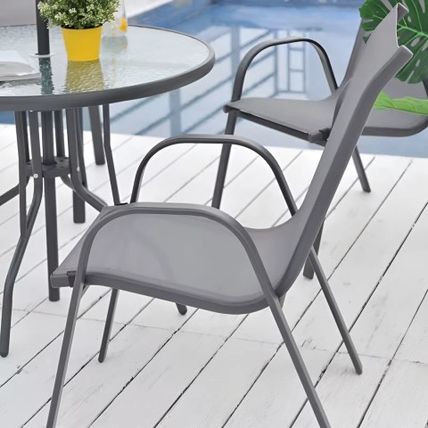 Zestaw komplet 4 krzeseł ogrodowych na taras balkon szare MultiGarden Zestaw komplet 4 krzeseł ogrodowych na taras balkon szare MultiGarden