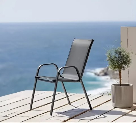 Zestaw komplet 4 krzeseł ogrodowych na taras balkon szare MultiGarden Zestaw komplet 4 krzeseł ogrodowych na taras balkon szare MultiGarden