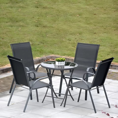 Zestaw komplet 4 krzeseł ogrodowych na taras balkon szare MultiGarden Zestaw komplet 4 krzeseł ogrodowych na taras balkon szare MultiGarden