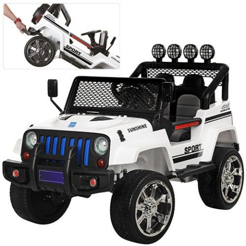 MEGA JEEP SUNSHINE, NAPĘD 4X4, 2X12V ,WOLNY START/ MIĘKKIE KOŁA, BLUETOOTH, RADIO EXCLUSIVE/2388 MEGA JEEP SUNSHINE, NAPĘD 4X4, 2X12V ,WOLNY START/ MIĘKKIE KOŁA, BLUETOOTH, RADIO EXCLUSIVE/2388