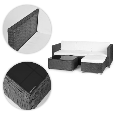 Komplet mebli ogrodowych z technorattanu narożnik modułowy stolik szary MultiGarden Komplet mebli ogrodowych z technorattanu narożnik modułowy stolik szary MultiGarden
