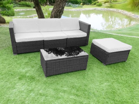 Komplet mebli ogrodowych z technorattanu narożnik modułowy stolik szary MultiGarden Komplet mebli ogrodowych z technorattanu narożnik modułowy stolik szary MultiGarden