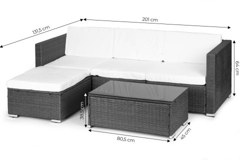 Komplet mebli ogrodowych z technorattanu narożnik modułowy stolik szary MultiGarden Komplet mebli ogrodowych z technorattanu narożnik modułowy stolik szary MultiGarden