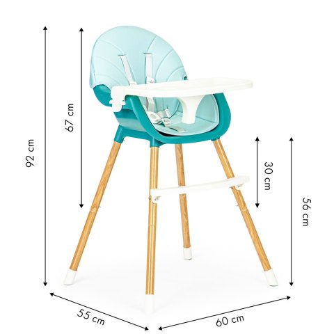 Krzesełko fotelik do karmienia 2w1 niebieskie ECOTOYS Krzesełko fotelik do karmienia 2w1 niebieskie ECOTOYS