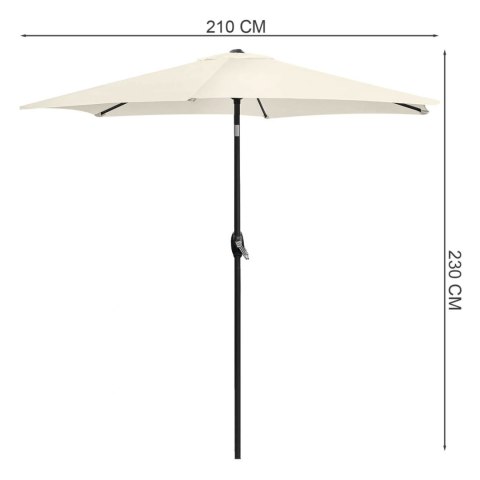 Składany parasol ogrodowy balkonowy regulowany 210 cm beżowy Składany parasol ogrodowy balkonowy regulowany 210 cm beżowy