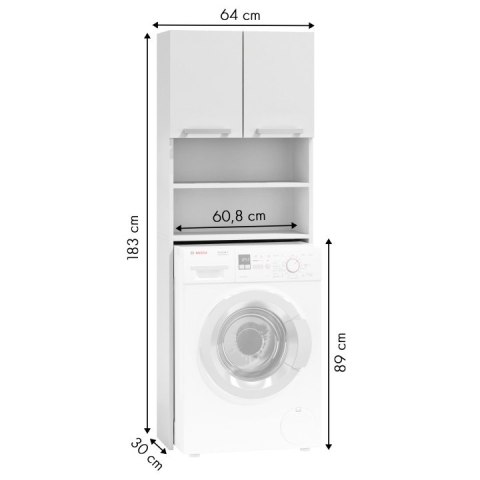Szafka na pralkę łazienkowa biała szafka z półkami 183 cm ModernHome Szafka na pralkę łazienkowa biała szafka z półkami 183 cm ModernHome