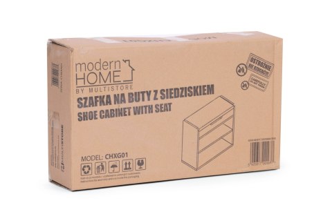 Szafka na buty z otwieranym siedziskiem 2 półki biała ModernHome Szafka na buty z otwieranym siedziskiem 2 półki biała ModernHome