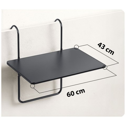 Wytrzymały stolik balkonowy 60x43cm składany Sofotel SO-982 czarny Wytrzymały stolik balkonowy 60x43cm składany Sofotel SO-982 czarny