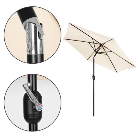 Duży parasol ogrodowy skośny łamany z korbą 6 żeber beżowy 270 cm MultiGarden Duży parasol ogrodowy skośny łamany z korbą 6 żeber beżowy 270 cm MultiGarden