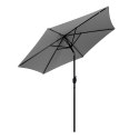 Duży parasol ogrodowy skośny łamany z korbą 6 żeber szary 270 cm MultiGarden