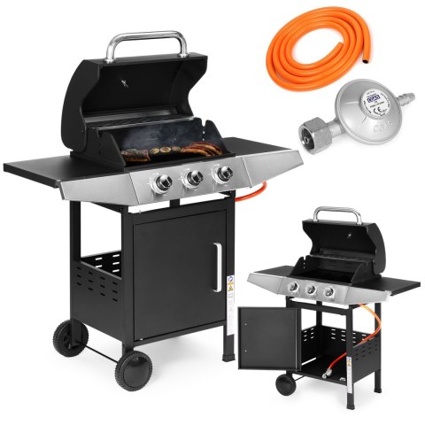 Grill gazowy ogrodowy 10.2 kW duży ruszt 3 palniki termometr reduktor MultiGarden Grill gazowy ogrodowy 10.2 kW duży ruszt 3 palniki termometr reduktor MultiGarden