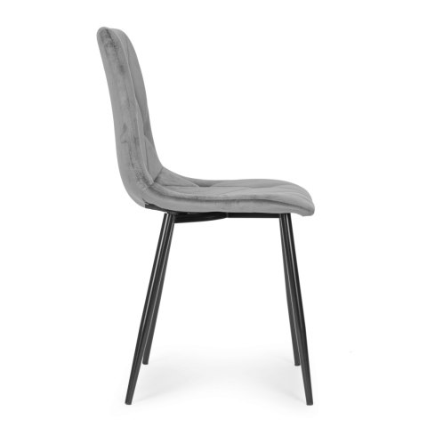 Komplet 4 krzeseł krzesło pikowane welurowe do jadalni i salonu szare ModernHome Komplet 4 krzeseł krzesło pikowane welurowe do jadalni i salonu szare ModernHome