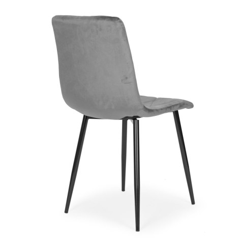 Komplet 4 krzeseł krzesło pikowane welurowe do jadalni i salonu szare ModernHome Komplet 4 krzeseł krzesło pikowane welurowe do jadalni i salonu szare ModernHome