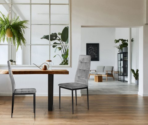 Komplet 4 krzeseł krzesło welurowe do jadalni i salonu 4 sztuki szare ModernHome Komplet 4 krzeseł krzesło welurowe do jadalni i salonu 4 sztuki szare ModernHome