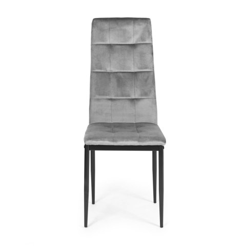 Komplet 4 krzeseł krzesło welurowe do jadalni i salonu 4 sztuki szare ModernHome Komplet 4 krzeseł krzesło welurowe do jadalni i salonu 4 sztuki szare ModernHome