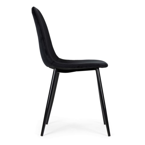 Komplet 4 krzeseł welurowych krzesło do jadalni i salonu czarne ModernHome Komplet 4 krzeseł welurowych krzesło do jadalni i salonu czarne ModernHome