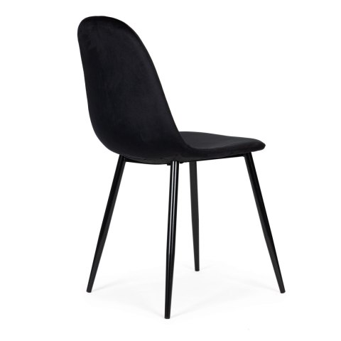 Komplet 4 krzeseł welurowych krzesło do jadalni i salonu czarne ModernHome Komplet 4 krzeseł welurowych krzesło do jadalni i salonu czarne ModernHome