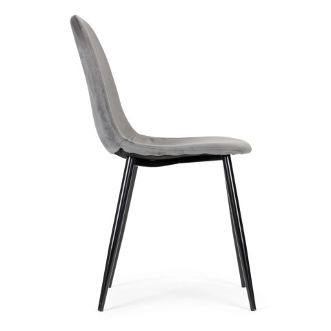 Komplet 4 krzeseł welurowych krzesło do jadalni i salonu szare ModernHome Komplet 4 krzeseł welurowych krzesło do jadalni i salonu szare ModernHome
