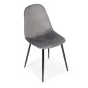 Komplet 4 krzeseł welurowych krzesło do jadalni i salonu szare ModernHome