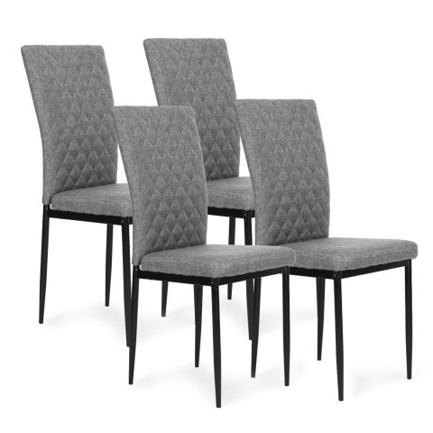 Komplet krzeseł pikowanych krzesło do jadalni i salonu 4 sztuki szare ModernHome Komplet krzeseł pikowanych krzesło do jadalni i salonu 4 sztuki szare ModernHome